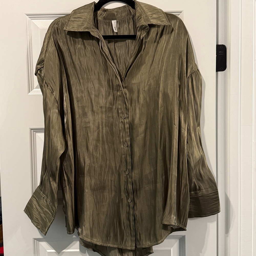 Glam Metallic Satin Blouse